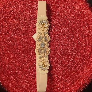 Express Cream and Gold Beaded Women's Belt